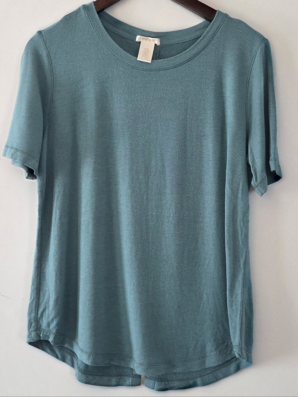Matty M Teal Rounded Neck Short-Sleeve Crewneck T-Shirt Size M